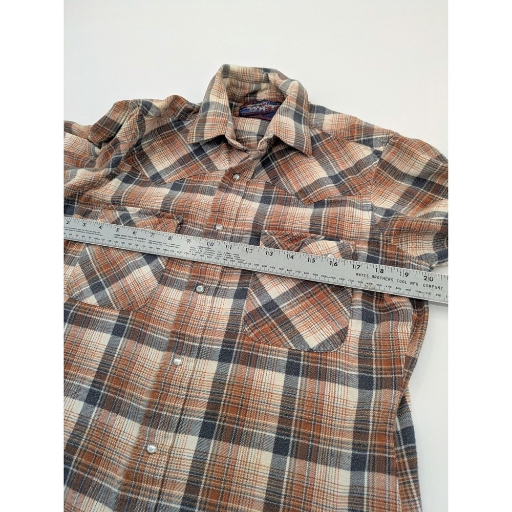 Vintage 1970s Gap Fashion Pioneers Plaid Western Snap Shirt 100% Cotton Medium - Picture 4 of 7
